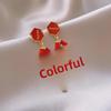 Red Firecracker Tassel Earrings for Women – Unique New Year Glaze Design, Fashionable and Versatile.