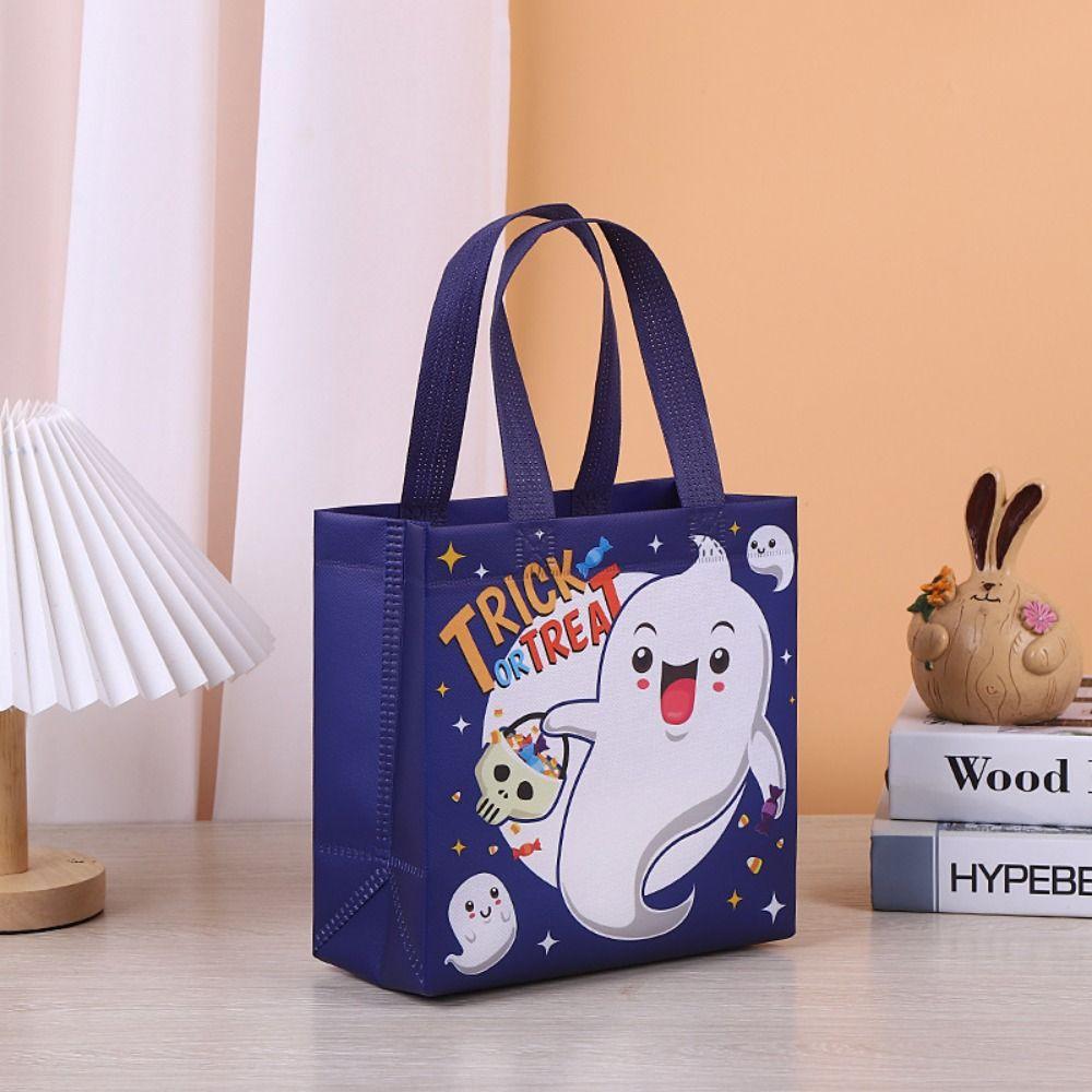 Large Capacity Halloween Gift Bag Ghost Printed Pumpkin Bag Party Supplies
