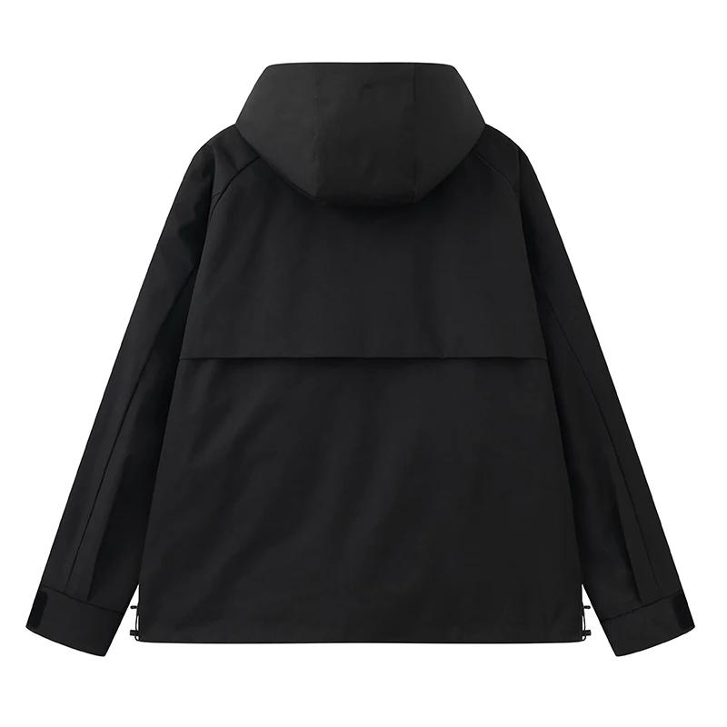 Spring Autumn Hooded Windbreaker Jacket Men Loose Casual Waterproof Workwear Coats Student Versatile Japanese Fashion Jackets