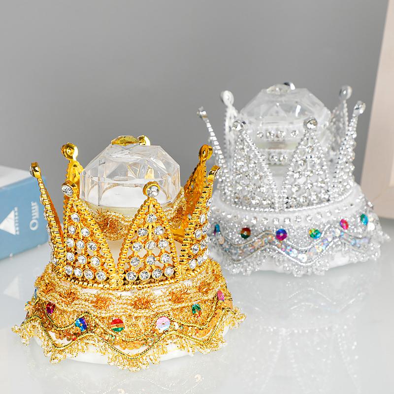 1ks držák mini prstenu krabička na prsteny krajka pouzdro na šperky tvar korunky drahokamy kreativní dárky svatba