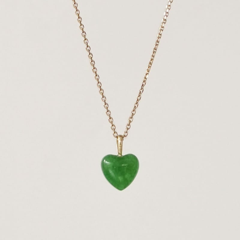 

modernlike 14K gold-filled silver green quartz crystal heart necklace Yellow Gold