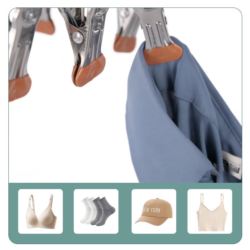 Cat Shape Clothes Drying Rack 8 Clips Capacity Windproof Waterproof Metal Hanger Balcony Sock Drying