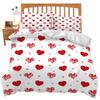 3 Pieces Bedding Set With Zipper Closure Red Heart Duvet Cover Queen Love Heart Pattern White Comforter Covers Set Cute Print