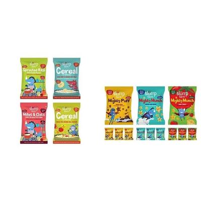 SLURRP FARM Kombinované skúšobné balenie cereálií First Foods bez cukru a soli | | Vyrobené z ragi, ovsa, jowaru a pravého ovocia | 50 g * 4 | 12 balení x 20 g