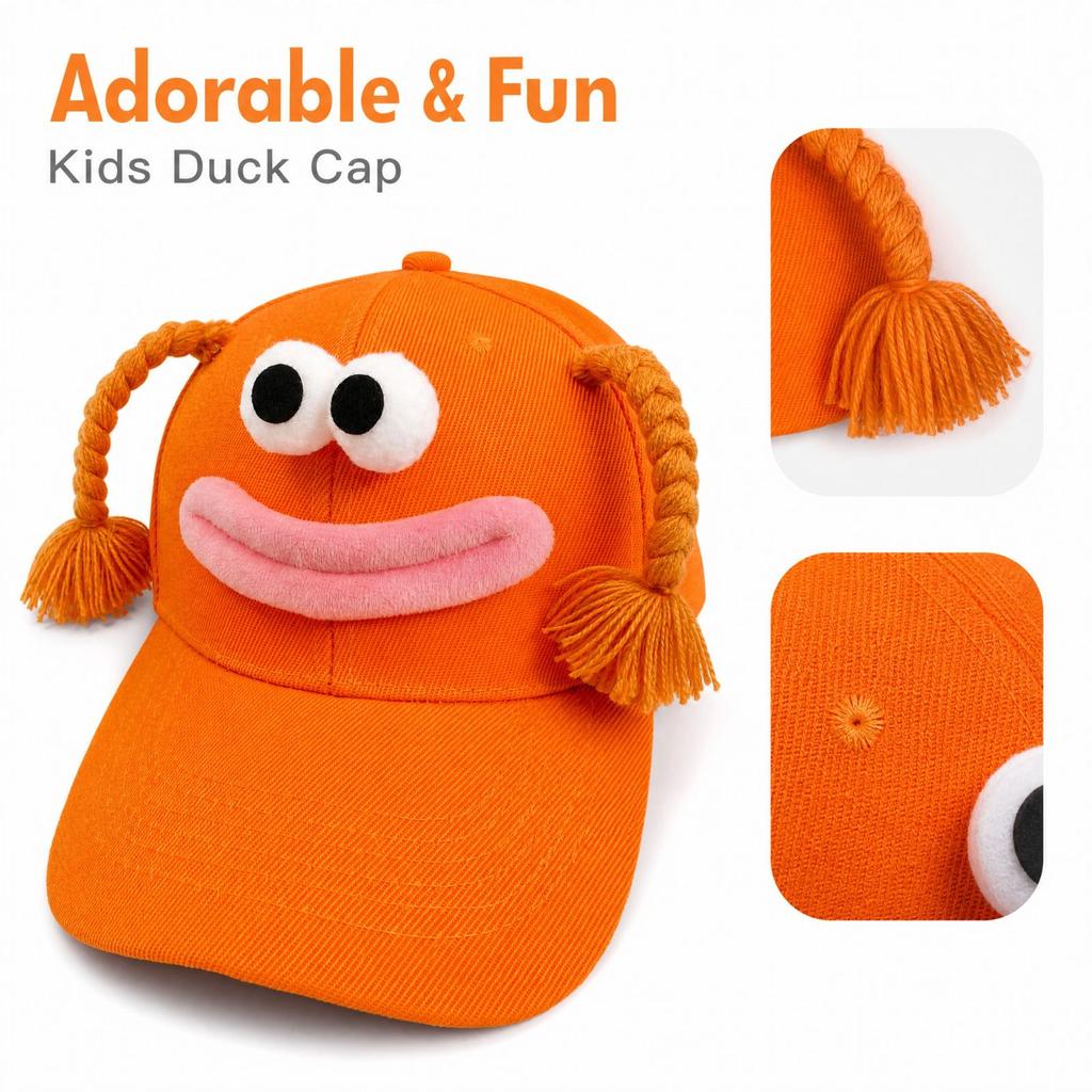 Funny Novelty Baseball with Big Mouth, Pigtails and Big Eyes, Cute Hat for Men and Women
