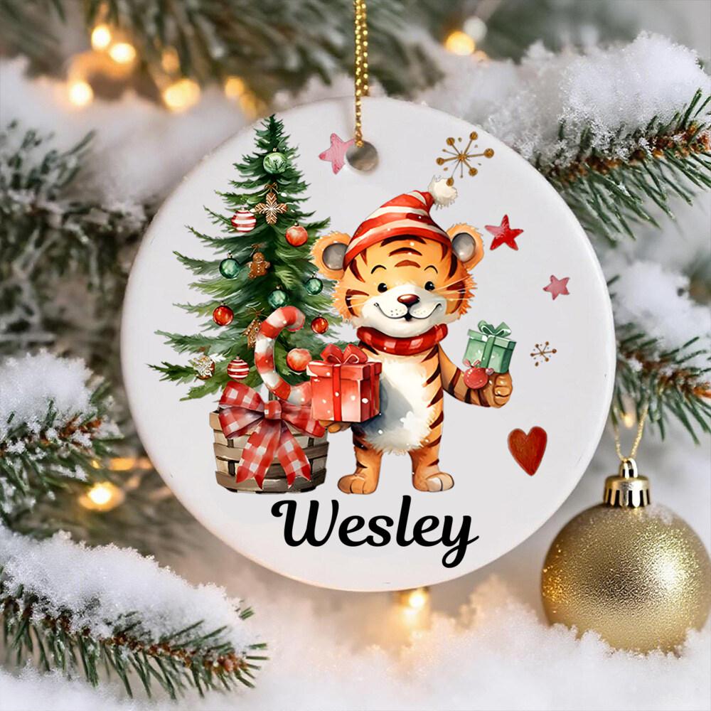 Personalised Name Christmas Keepsake, Animals Christmas Ornament, Tree Decor, Xmas Disc, Bauble