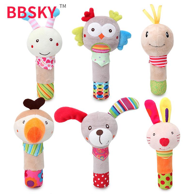 BBSKY Plush Rabbit Baby Rattle and Squeeze Toy