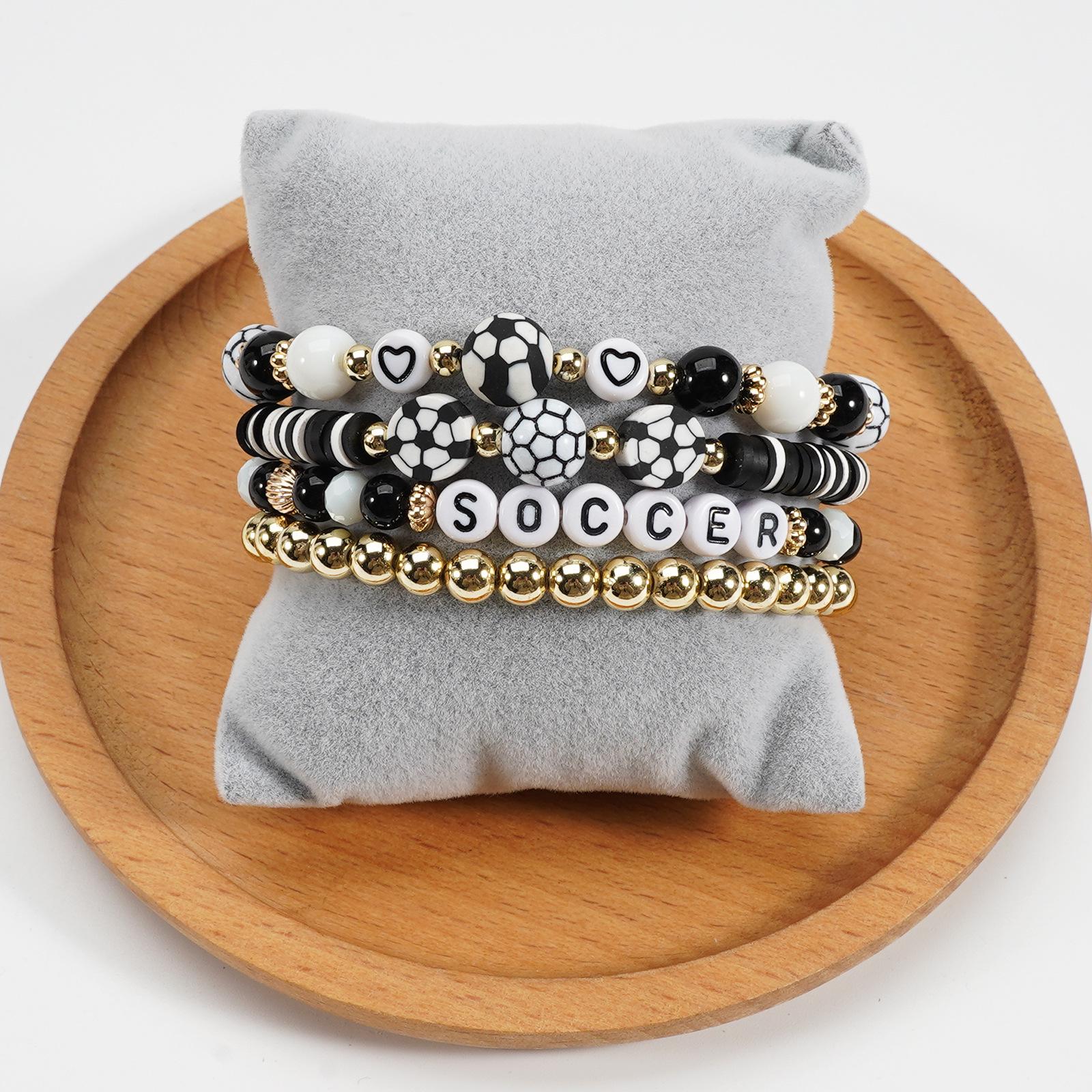 

Versatile Sports Football Beaded Bracelet Set – Fashionable Elastic Bracelets for Individual Style