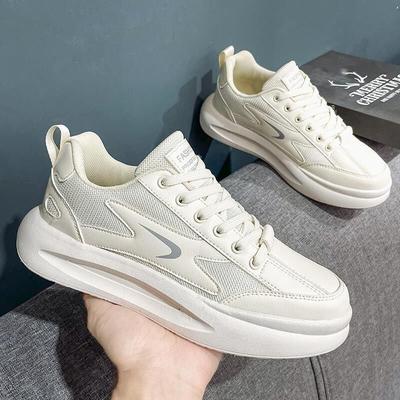 Mode Heren Ademende Canvas Sneakers Herfst Wit Platform Schoenen Jeugd Studenten Comfortabel Gedempt Antislip Casual Dagelijkse Wandelschoenen