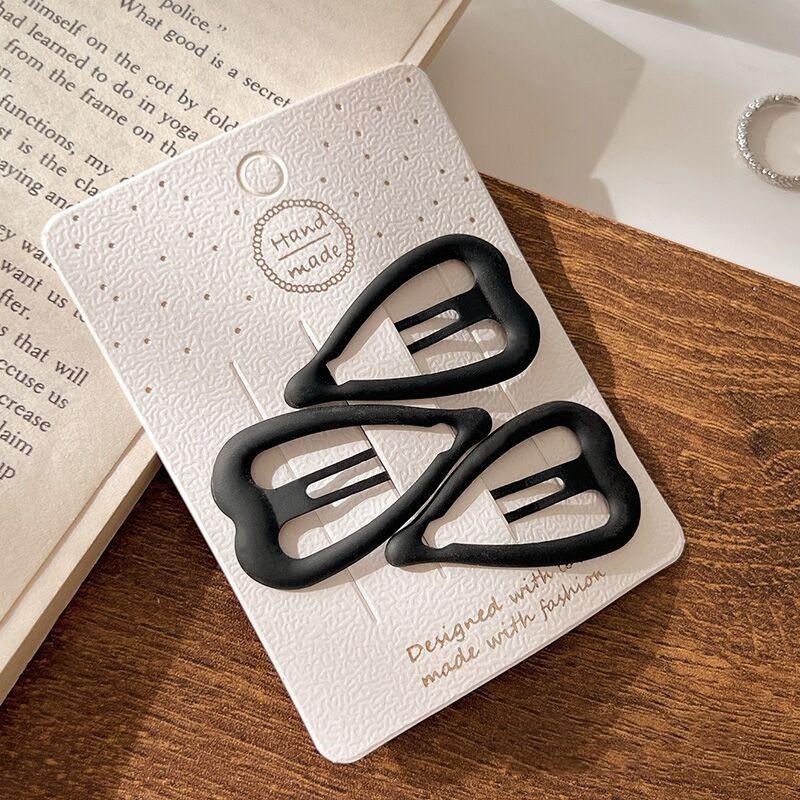 3pcs Frosted Simplicity Hairpins for Girls Star Oval Triangle Square Hair Clips for Kids Snap Hair Clips Hairpins Click Clack