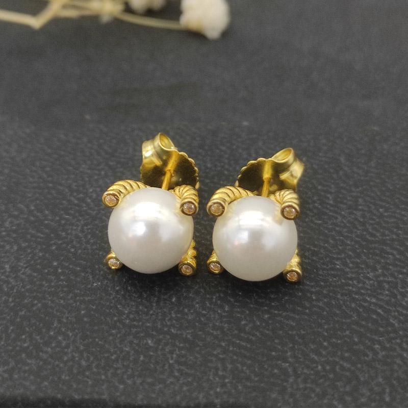 High Quality Classic Fashion Jewelry Trendy David Yurm Sparkling Zircon 24K Gold Plated Original Logo Earrings Gift