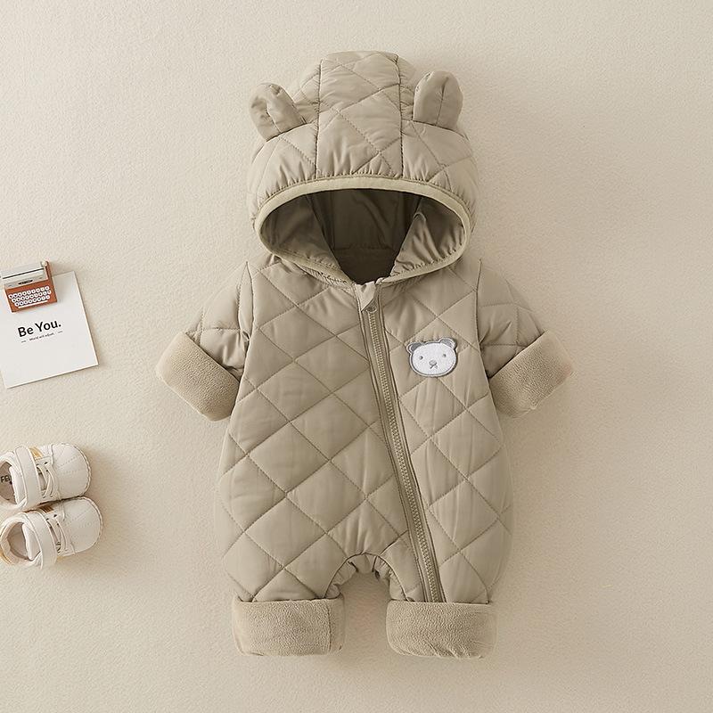 Winter-Outfit für Säuglinge und Kleinkinder, verdickte, mit Kapuze, Baumwolle gefütterte Jacke, Mantel, Neugeborene Jungen und Mädchen, Baby-Herbst- und Winteranzug