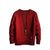Men's Retro Korean Style Knit Pullover: Warm, Thickened, Round Neck, Long Sleeve for Autumn and Winter.