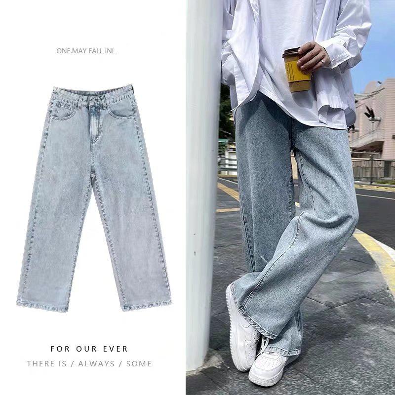 Men's Light Wide-Leg Retro Jeans: 2023 Spring/Summer Trend, Loose Mopping Style, Slim Fit.
