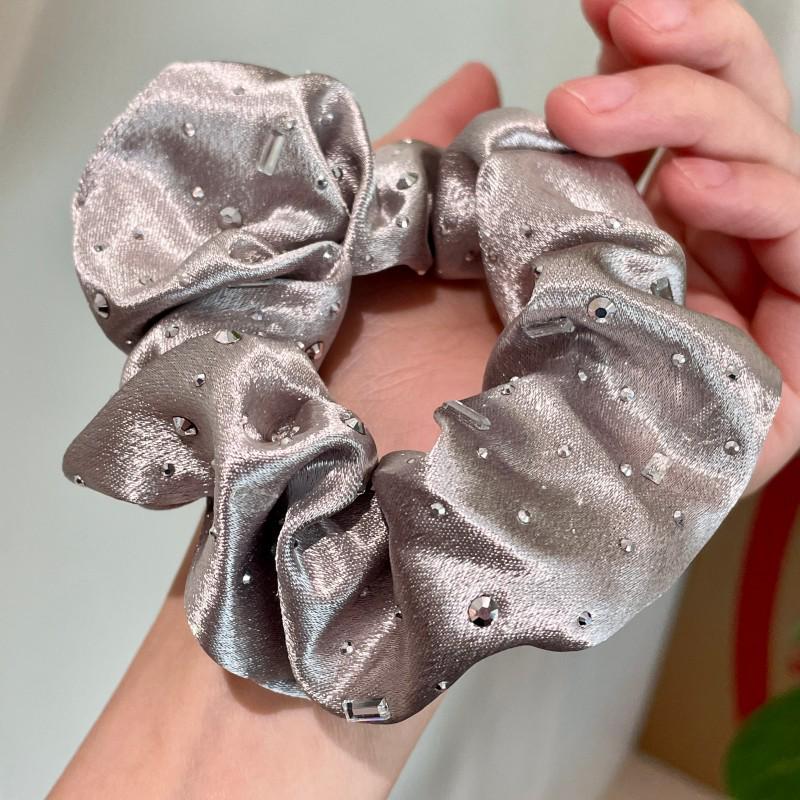 Luxurious Korean-Style Rhinestone Hair Tie with Imitation Silk Ribbon, Starry Headband, and Hair Bun Accessory