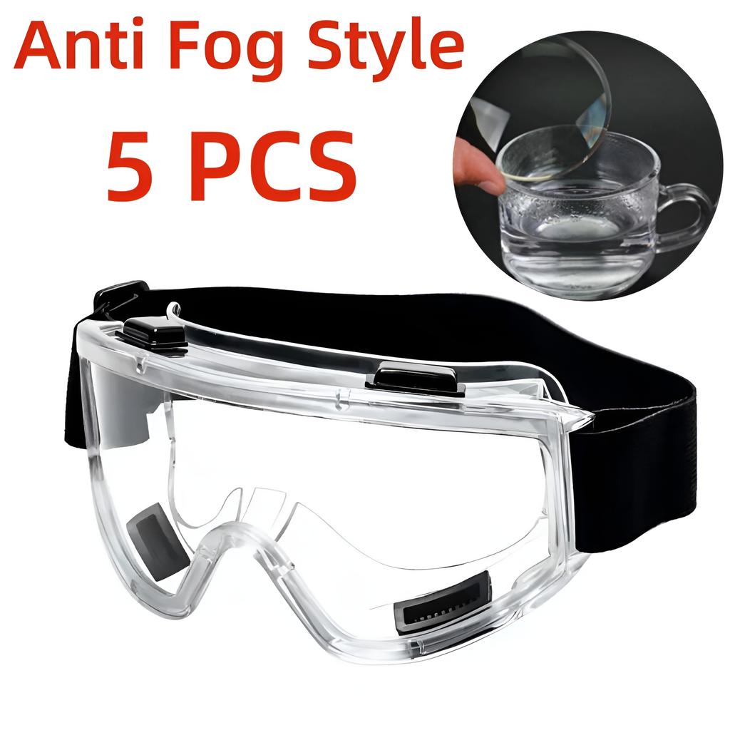 Transparent Safety Goggles Anti-fog Goggles Unisex Goggles Scratch-proof Splash-proof with Adjustable Temple Suitable for Safet