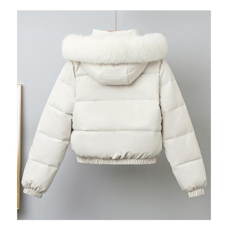 Women S Short Winter Thick Cotton Puffer Jacket With Fur Collar