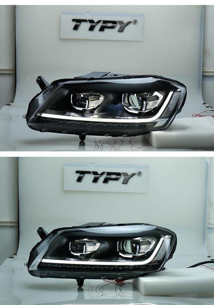 LED Projector Headlight Assembly with Flowing Turn Signals for 12-16 Volkswagen Magotan B7
