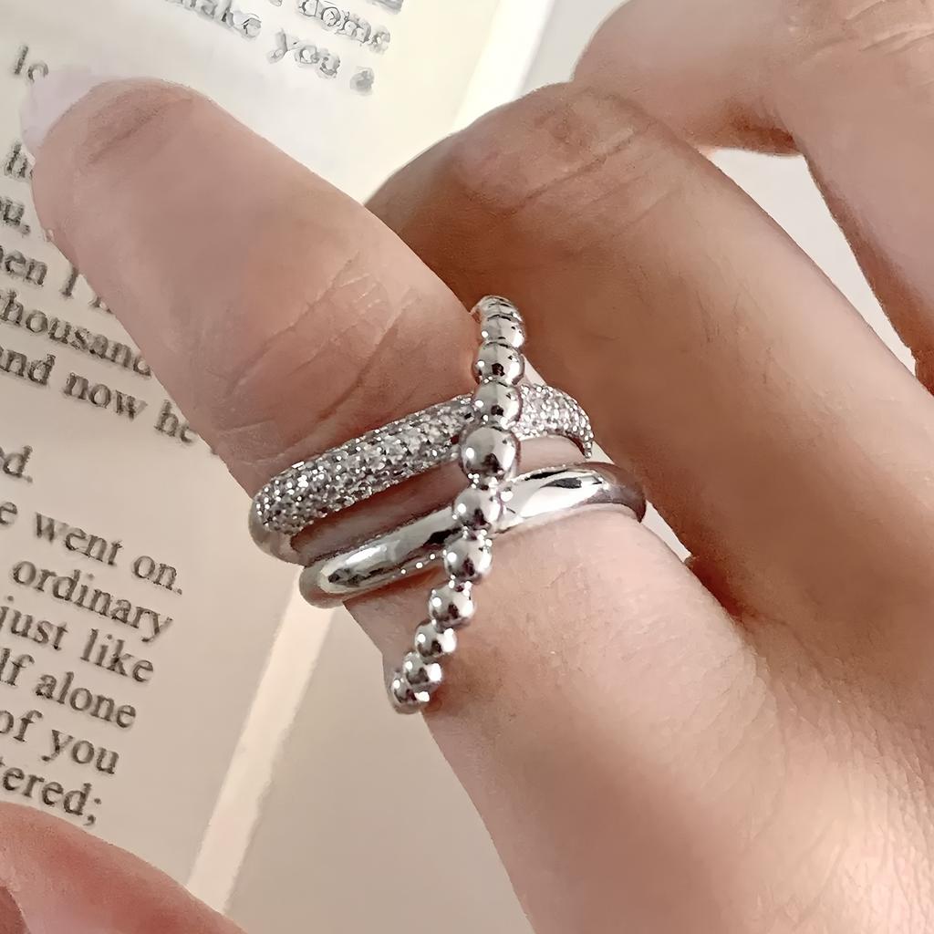 925 Silver Rings INS Fashion Hip Hop Vintage Couples Adjustable Jewelry Hollow Lines Punk Thai Silver Party