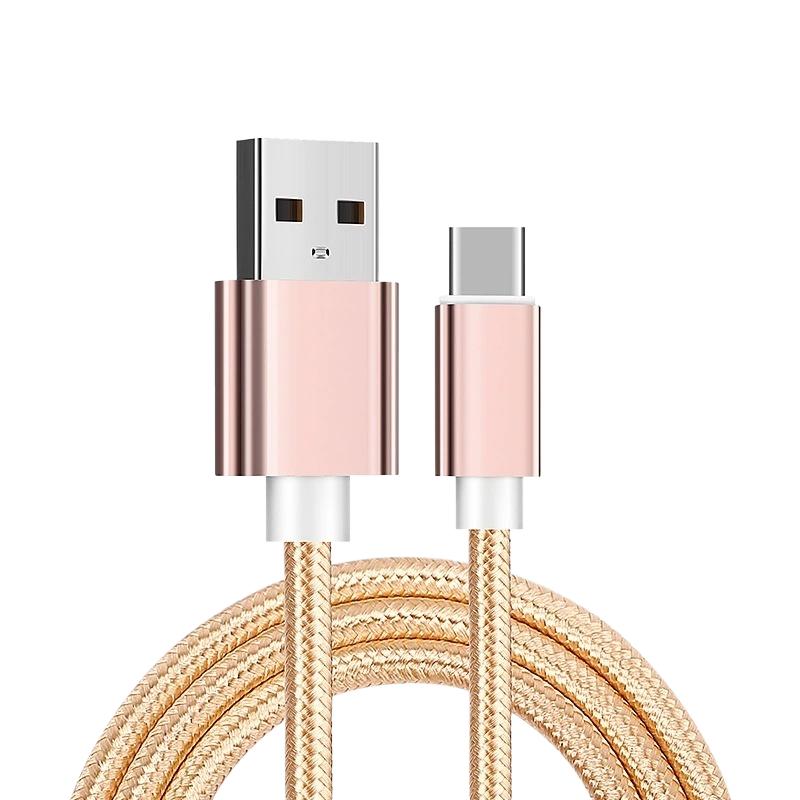 Type-C Fast Charging USB Cable Nylon Braided 3A Quick Charge Data Sync Cord 1 Meter чёрный