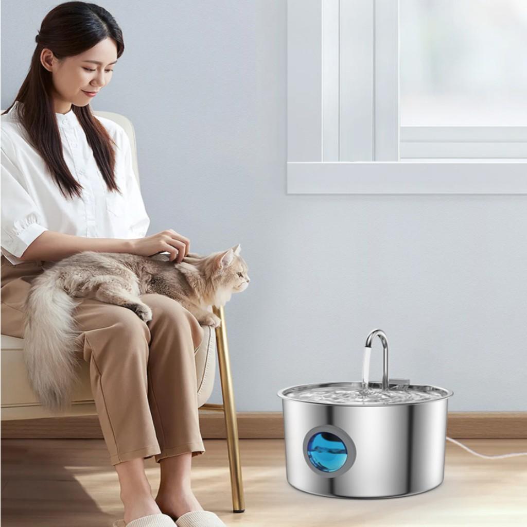 3.2L Stainless Steel Smart Pet Water Dispenser Automatic Circulating Cat Water Fountain