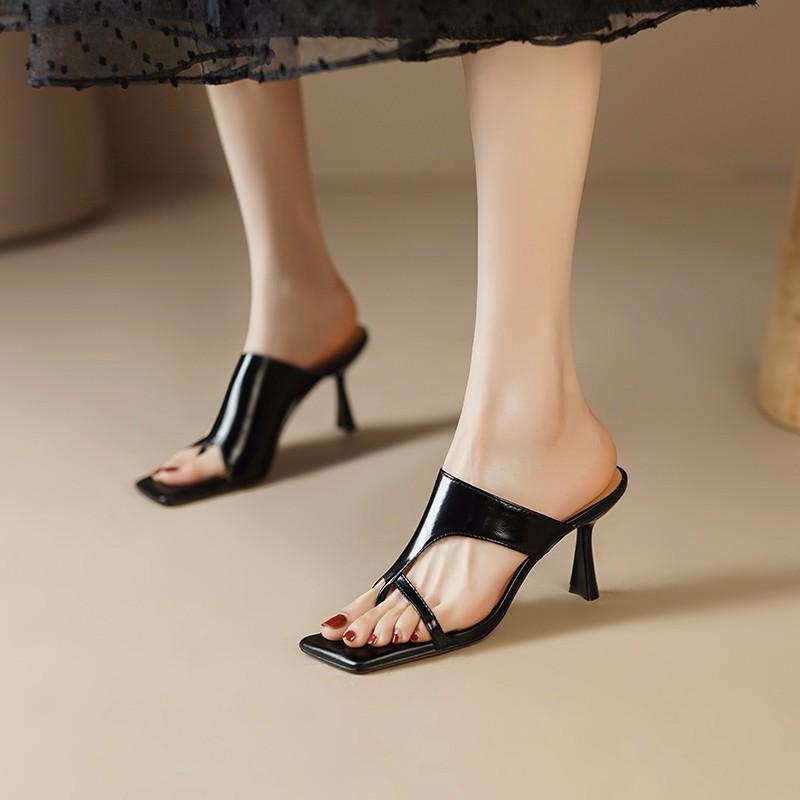 New Summer Stiletto Sandals for Women Fashion Square Toe Hollowed-out Line with Anti-slip Wear-resistant High Heels