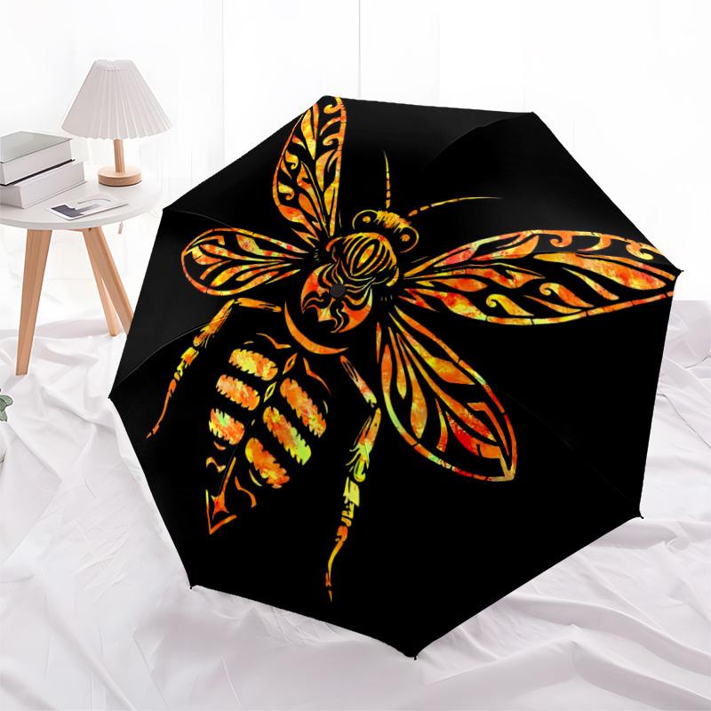 1pc Bee Art Automatic Open/Close Umbrella, Windproof, Folding Compact Umbrella with Lightweight Design for Women/Men055