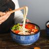 6.1-inch Japanese style minimalist wave patterned ceramic bowl Hand painted household Lamian Noodles bowl Large rice bowl