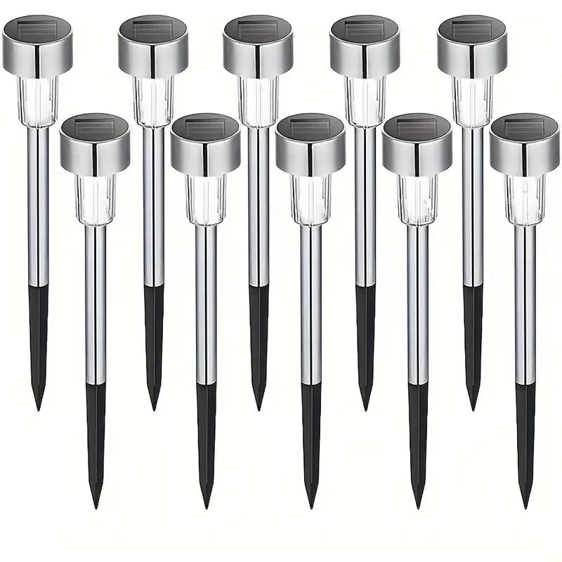 1/10pcs Solar LED Lights Outdoor Stainless Steel Stick Lights Solar Powered Landscape Lighting Roads Gardens Courtyards Lights