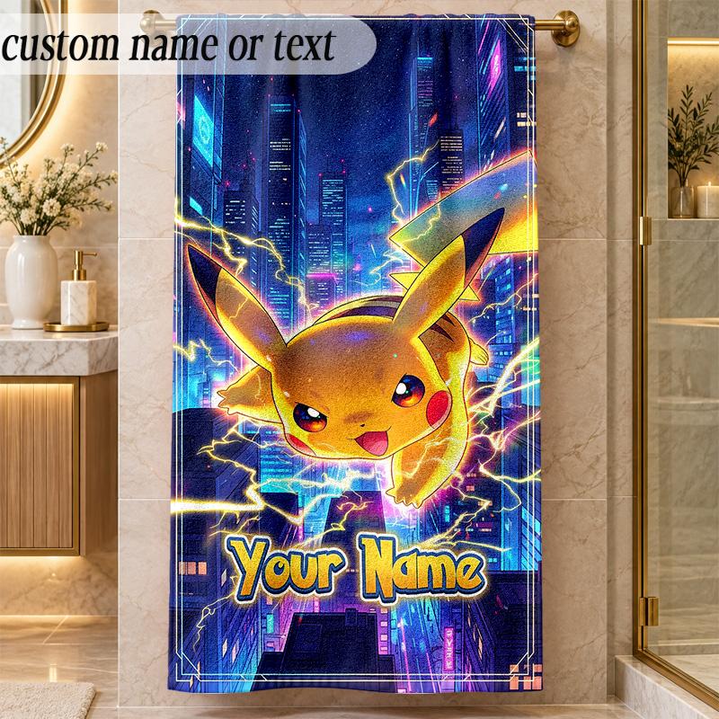Beach TowelPokémon Custom Name Text Personalized Soft Towel for Beach Pool Indoor Home Decor Gift