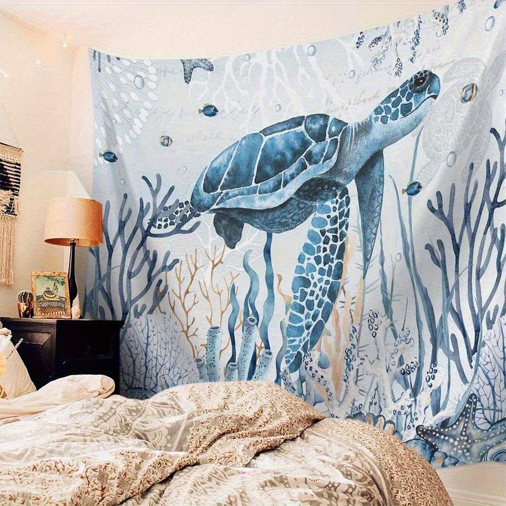 1pc Summer Dolphin Tapestry Wall Hanging - Soft Peachy Light Beige Fabric, Fade Resistant, Suitable for Living Room, Bedroom