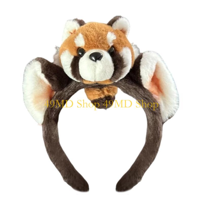 49MD Face Washing Headband Women Teens Plush Raccoon Hairhoop Music Festival Hairband жёлтый