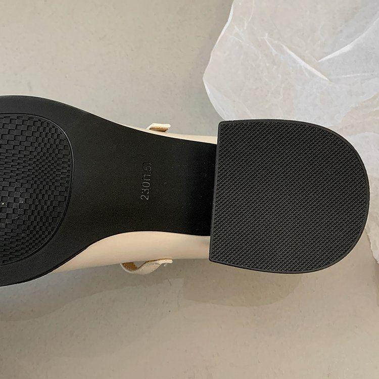 Women's Retro French Mary Jane Square Toe Leather Shoes, 2025 Spring/Autumn, Chunky Heel, Versatile Low-Cut for Skirts