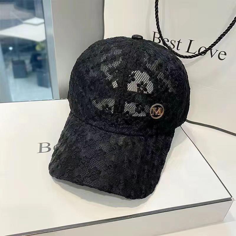 Women's Baseball Cap Korean Style Lace Floral Sun Hat Spring Breathable UV Protection Adjustable Vintage Casual for Outdoor