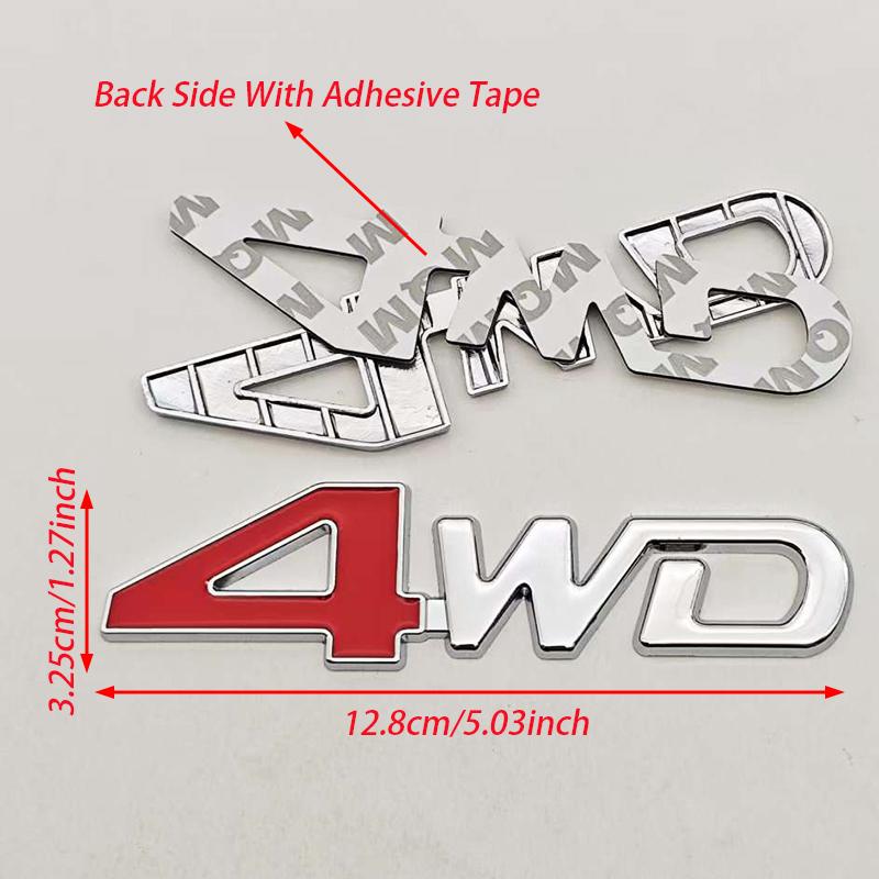 3D Metal Car Letters 4WD Logo Emblem Car Rear Trunk Sticker Fender Side Decals 4WD Badge Auto Accessories