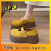 Casual fashion Mary Jane women's shoes spring and summer new Velcro low-top thick-soled heightening single shoes