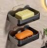 Wall Mounted Double Layer Soap Dish PunchFree No Draining Soap Holder Bathroom Kitchen Soap Rack Organizers