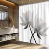 1pc Zen-Inspired Shower Curtain - White Lotus, Reflective Water & Grasses, Polyester, Tranquil Bathroom Decor