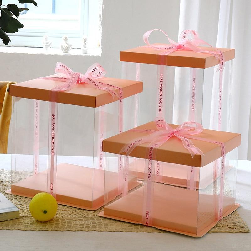 Transparent Packing Box Multi Color Birthday Wedding Valentine Favor Chocolate Cake Packaging Boxes Party Wrapping Supplies