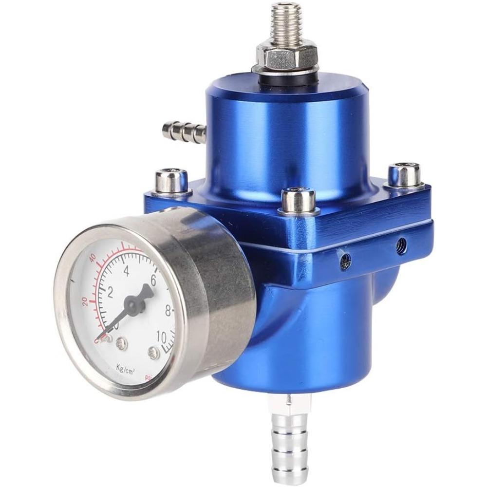 Regulátor tlaku paliva z hliníkové slitiny Univerzální nastavitelný regulátor tlaku paliva FPR s tlakoměrnou hadicí 0-140 psi Nastavitelný