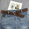 Vintage Suede Belts Ladies  Gold Alloy Waist Buckle Dress Accessories Elegant Jeans Decorative