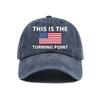 American Flag Turning Point Printed Baseball Cap, Vintage Washed Cotton Daddy Hat