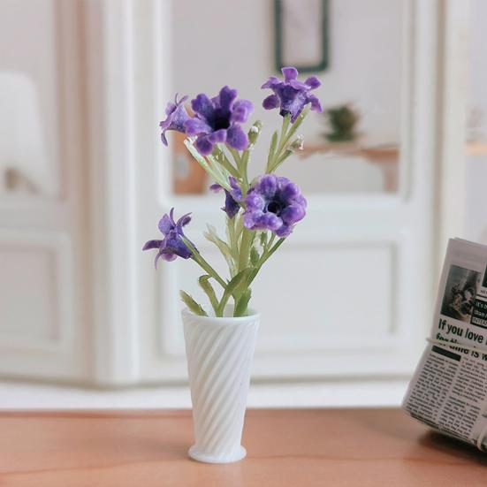 Miniature Flowers Mini Plant in Vase Model Miniature Faux Plant with Flowers for Doll Mansion Decoration Photography Display