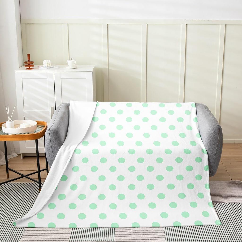 Purple Polka Dots Flannel Fleece Throw Blanket Geometric Circle Design Super Soft Purple White Bed Blanket for Kids and Teens