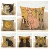 Art Mucha-Style Cat Tarot Cushion Cover Linen Pillowcase Soft For Sofa Bed Home Room Decor