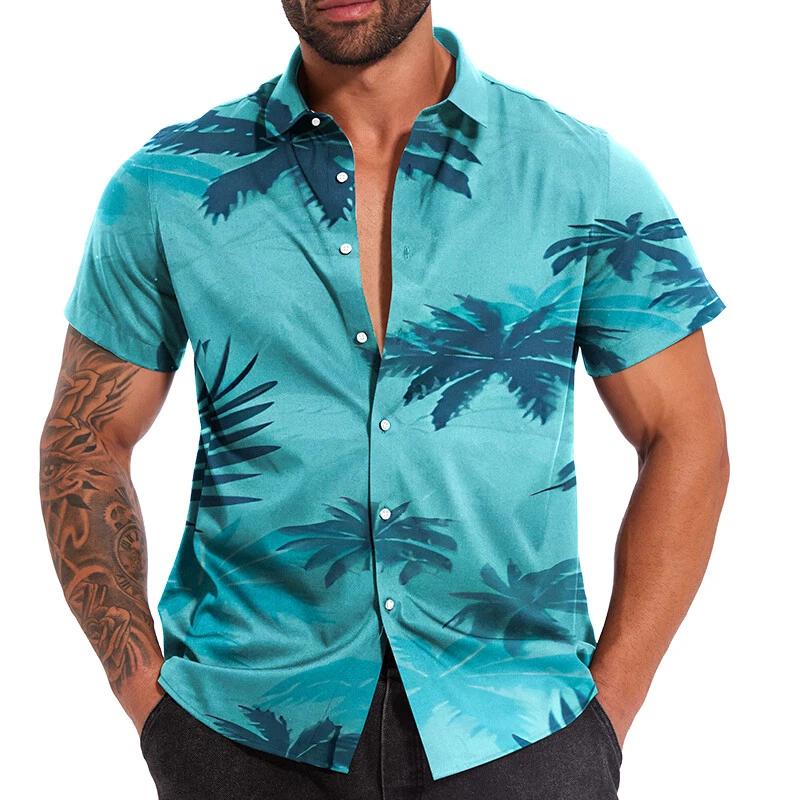 Hawaiian Coconut Tree 3D Printed Beach Shirts Summer Tropical Graphic Shirt For Men Clothes Vacation Casual Blouses Aloha Shirt