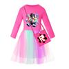 5529 Kids Girls Roblox Print Mesh Rainbow Round Neck Dress