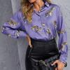 Long Style Temperament Long Sleeved Lapel Tiger Pattern Printed Shirt for Women