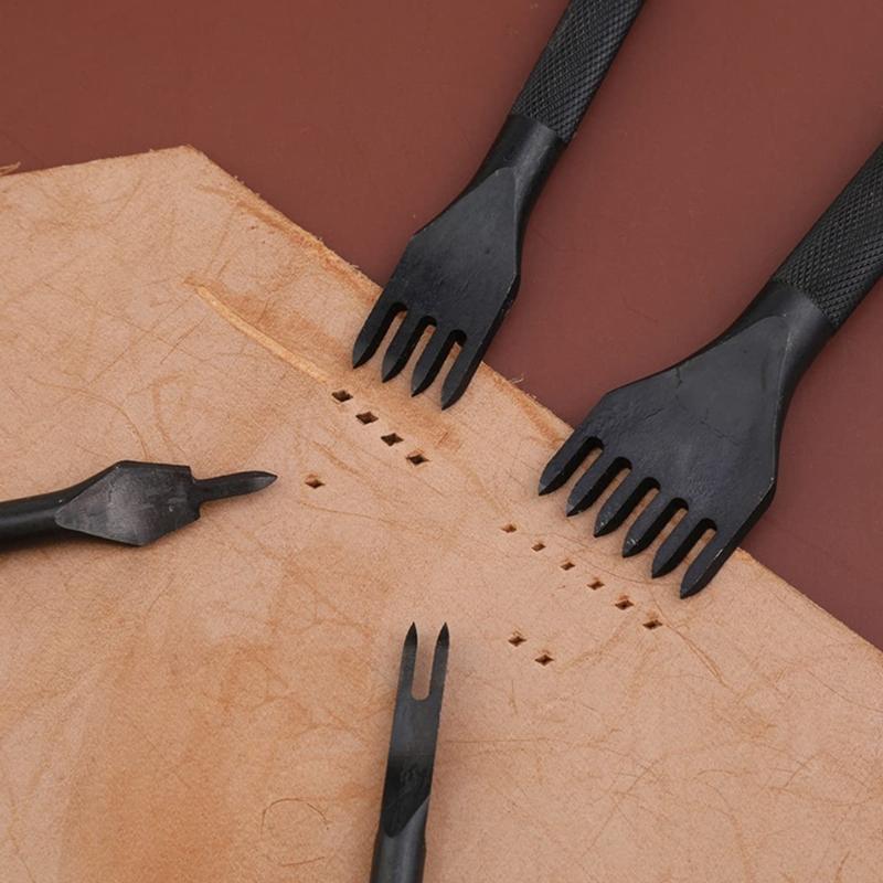 Leather Hole Punch Heavy Duty Carbon Steel Tools for DIY Leathercraft and Bag Making 1/2/4/6 Tooth