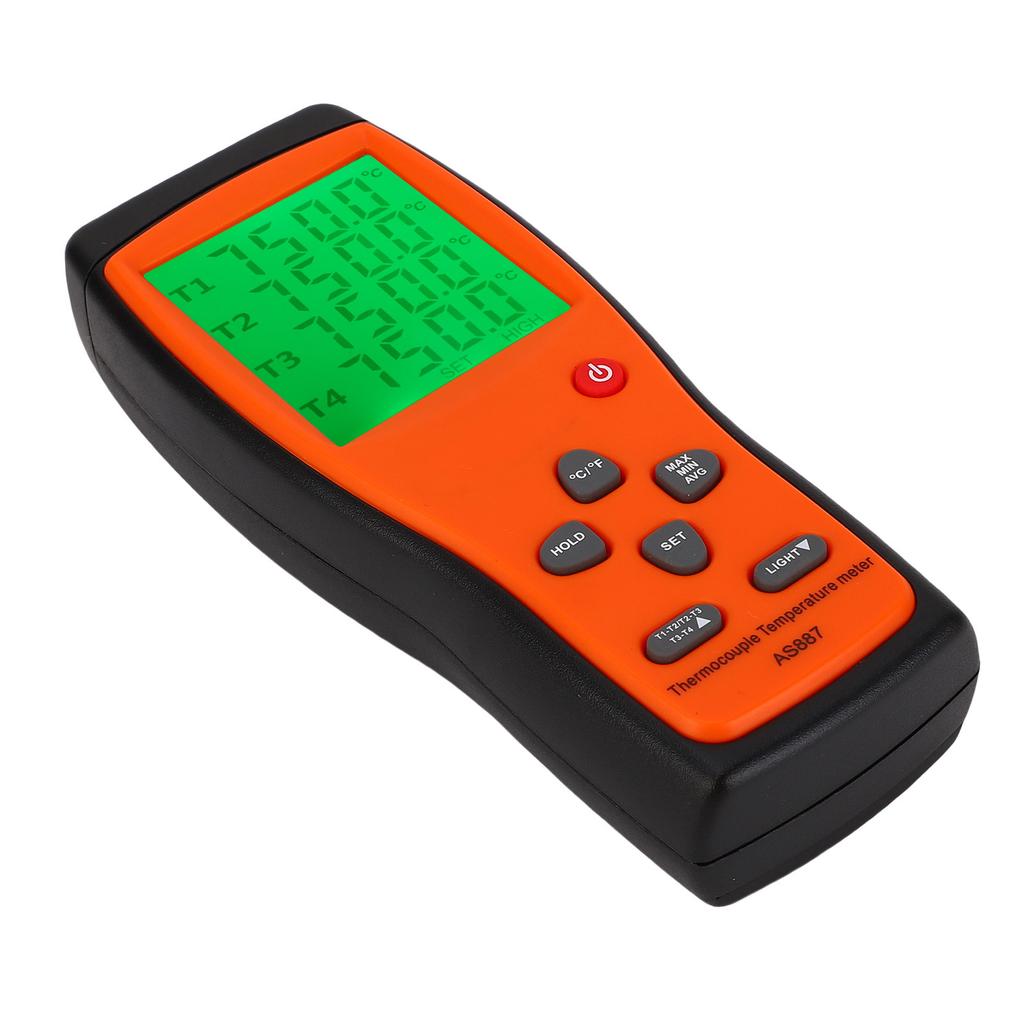 4 Channels Thermometer with 4 Probes K Thermocouple Contacting Type Digital Temperature Tester 2 Units Switching